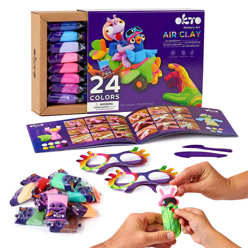 OKTO – 24 - Farben - Set Mit Lufttrockner - Ton | 3D Holzpuzzle - Lama Welt