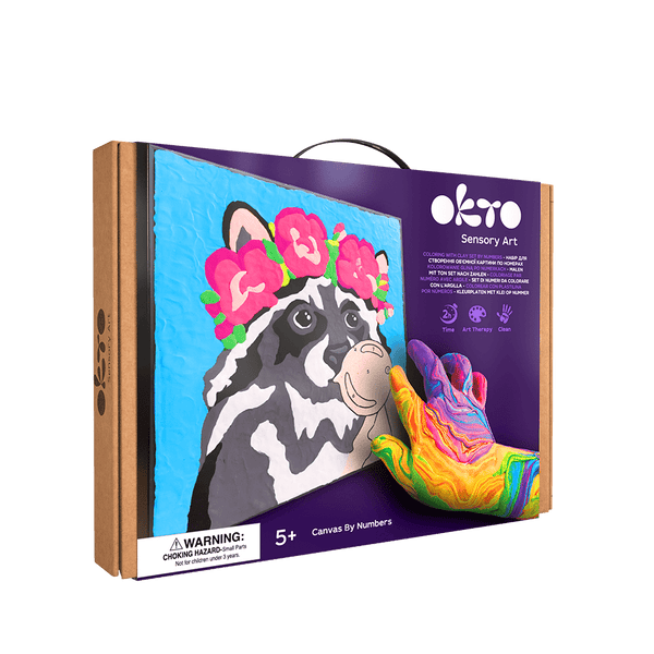 OKTO – Waschbär Knetset Zum Ausmalen 30*30 Cm | 3D Holzpuzzle