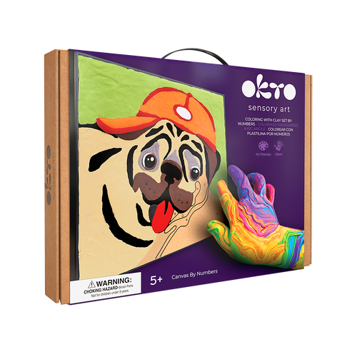 OKTO – Farbset Mit Knetmasse Nach Zahlen Tm Okto 29*29 Cm Mops | 3D Holzpuzzle