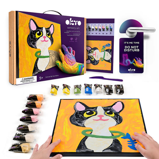 Farbset mit Knetmasse nach Zahlen TM OKTO 29*29 cm Katze