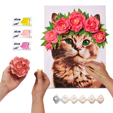 3D Modellier- und Malset 'Eine Katze im Blumenkranz' TM OKTO & Ideyka 30*40 cm