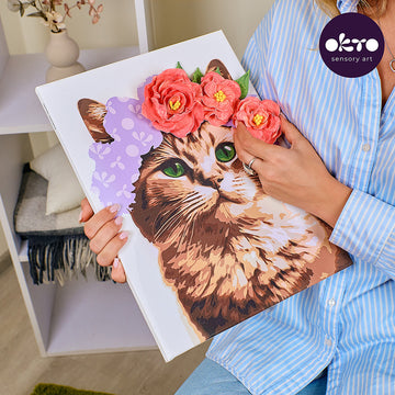 3D Modellier- und Malset 'Eine Katze im Blumenkranz' TM OKTO & Ideyka 30*40 cm