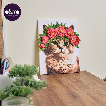 3D Modellier- und Malset 'Eine Katze im Blumenkranz' TM OKTO & Ideyka 30*40 cm