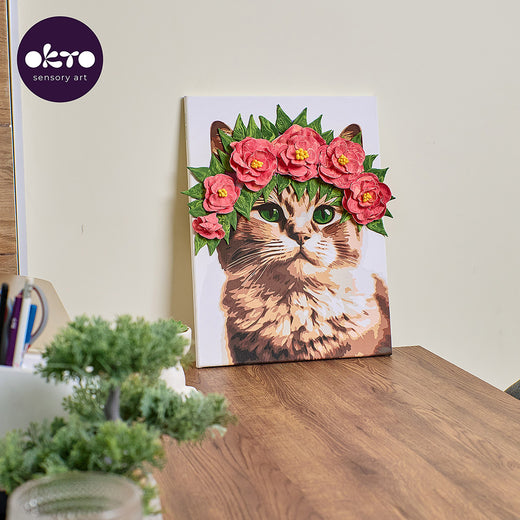 3D Modellier- und Malset 'Eine Katze im Blumenkranz' TM OKTO & Ideyka 30*40 cm