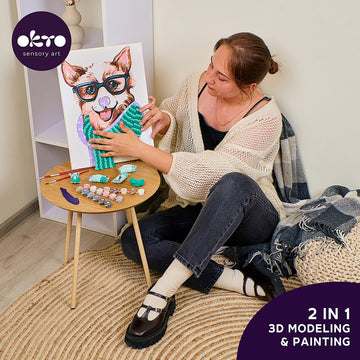 3D Modellier- und Malset 'Fashion Corgi' TM OKTO & Ideyka 30*40 cm