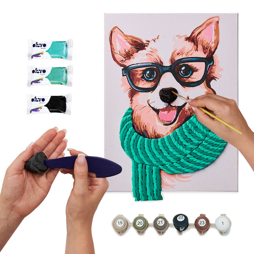 3D Modellier- und Malset 'Fashion Corgi' TM OKTO & Ideyka 30*40 cm