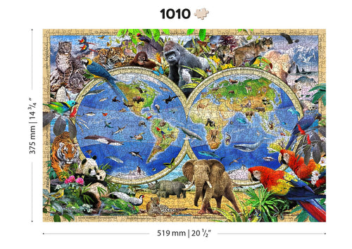 WOODEN.CITY – Tierreich-Karte | 3D Holzpuzzle