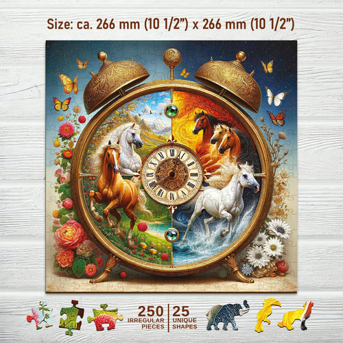 WOODEN.CITY – Uhrenpferde | 3D Holzpuzzle