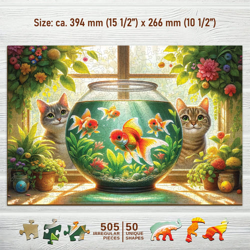 WOODEN.CITY – Katzen Und Fische | 3D Holzpuzzle
