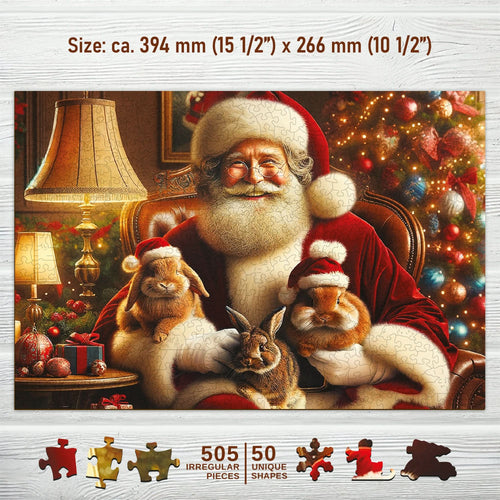 WOODEN.CITY – Santa Und Süße Kaninchen | 3D Holzpuzzle