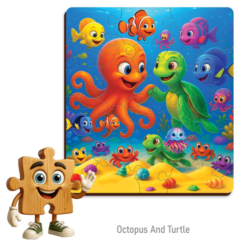 WOODEN.CITY – Oktopus Und Schildkröte | 3D Holzpuzzle