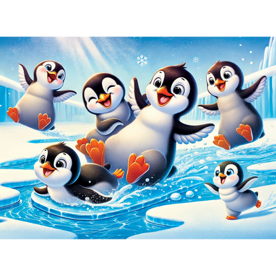 WOODEN.CITY – Glückliche Pinguine | 3D Holzpuzzle