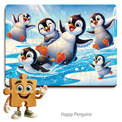WOODEN.CITY – Glückliche Pinguine | 3D Holzpuzzle