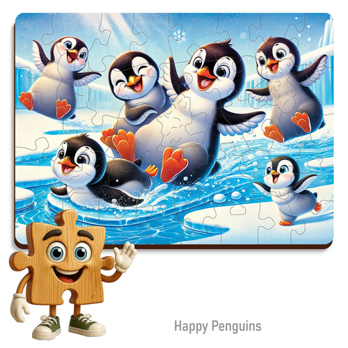 WOODEN.CITY – Glückliche Pinguine | 3D Holzpuzzle