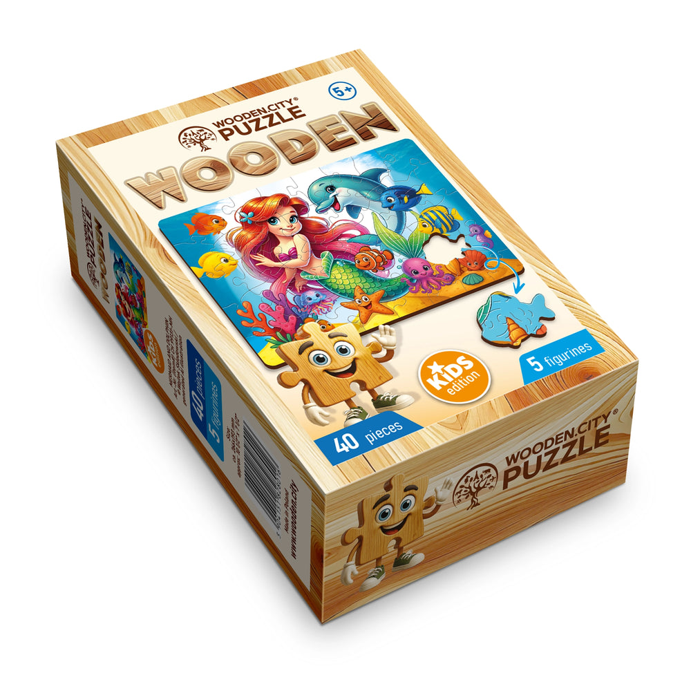 WOODEN.CITY – Meerjungfrau Und Delfin | 3D Holzpuzzle
