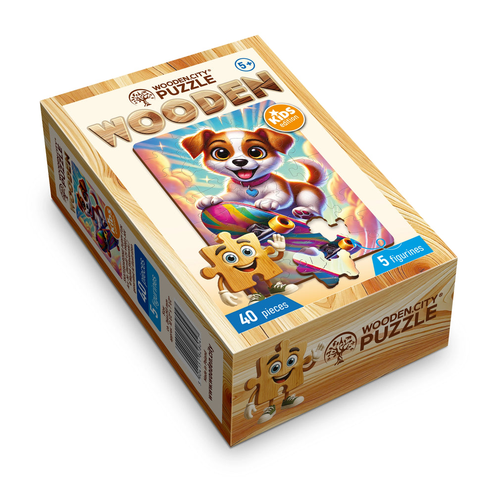 WOODEN.CITY – Skateboard-Welpenspaß | 3D Holzpuzzle