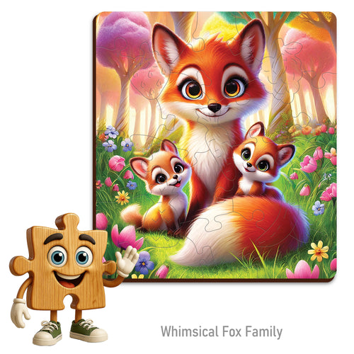 WOODEN.CITY – Skurrile Fuchsfamilie | 3D Holzpuzzle