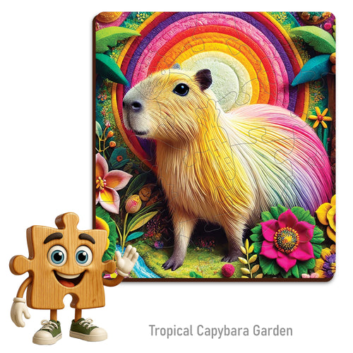 WOODEN.CITY – Tropischer Capybara-Garten | 3D Holzpuzzle