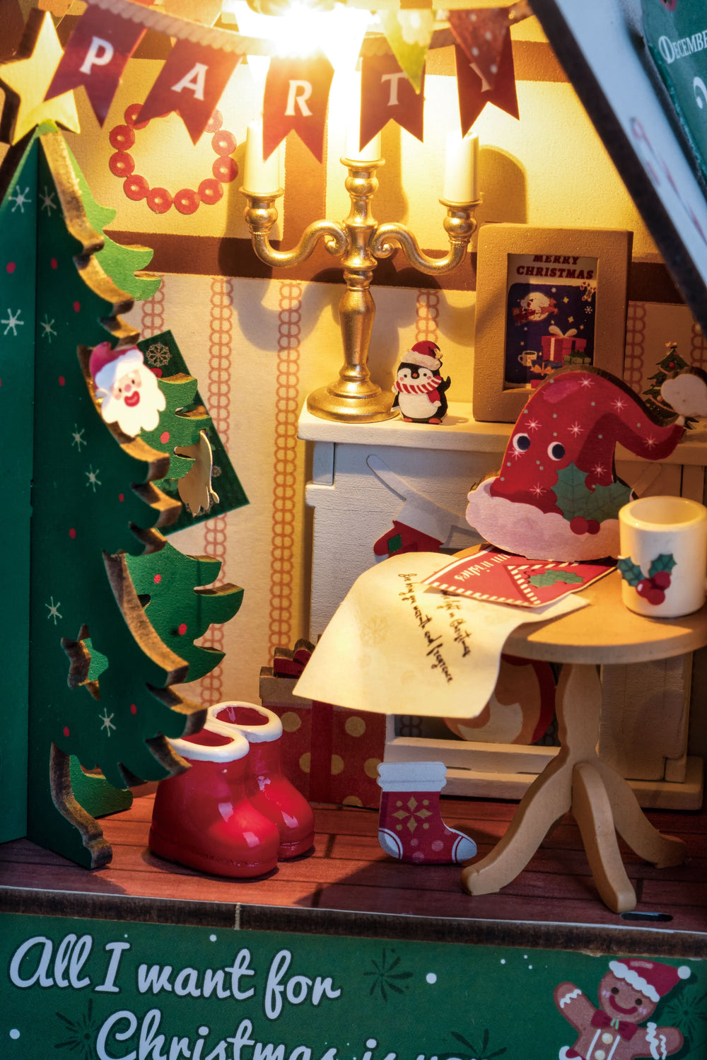 Robotime – Funkelndes Weihnachtshaus | 3D Holzpuzzle