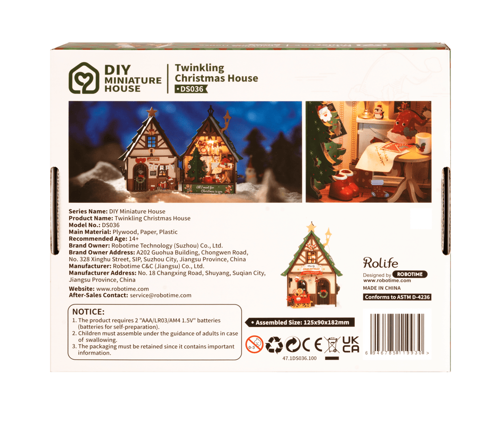 Robotime – Funkelndes Weihnachtshaus | 3D Holzpuzzle