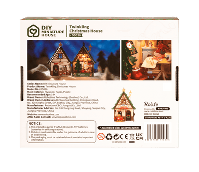 Robotime – Funkelndes Weihnachtshaus | 3D Holzpuzzle