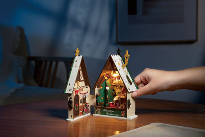 Robotime – Funkelndes Weihnachtshaus | 3D Holzpuzzle