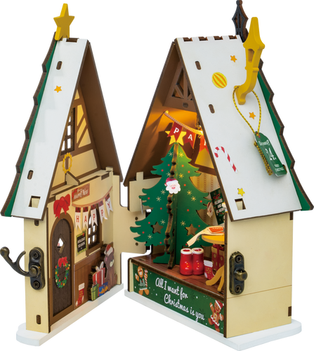 Robotime – Funkelndes Weihnachtshaus | 3D Holzpuzzle