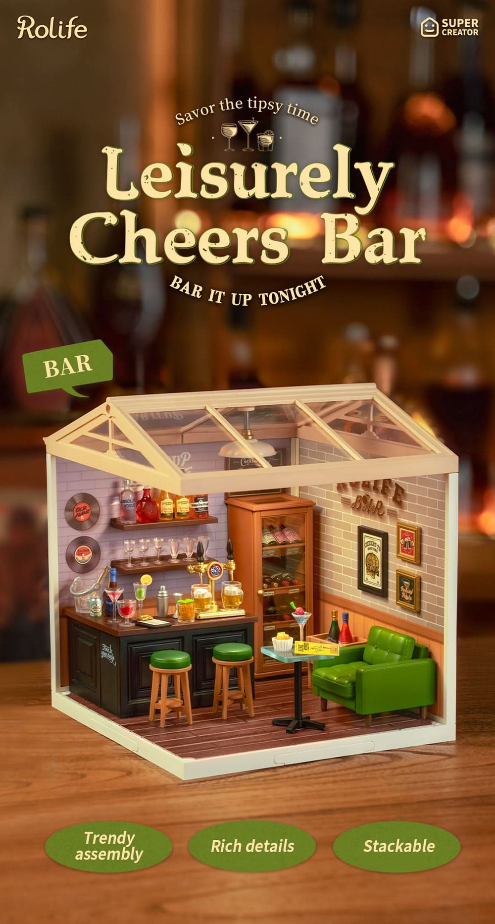 Robotime – Gemütliche Cheers-Bar | 3D Holzpuzzle