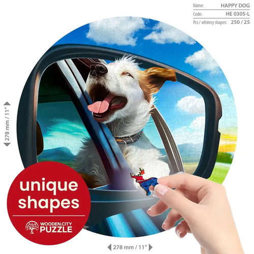 WOODEN.CITY – Fröhlicher Hund | 3D Holzpuzzle