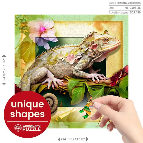 WOODEN.CITY – Chamäleon Und Blumen | 3D Holzpuzzle