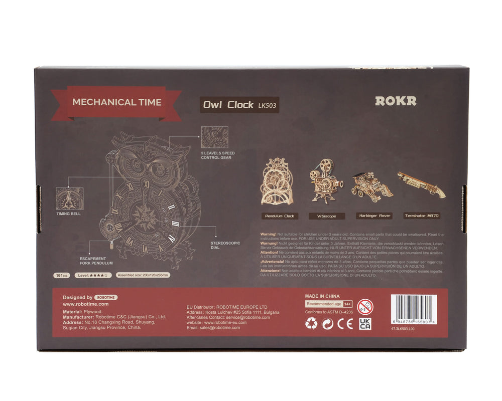 Robotime – Eulenuhr | 3D Holzpuzzle