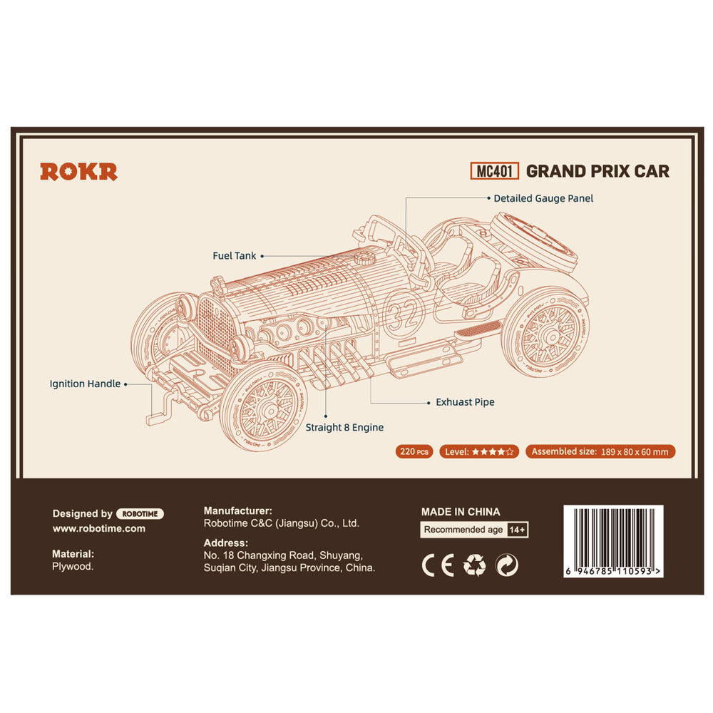Robotime – Grand-Prix-Rennwagen | 3D Holzpuzzle