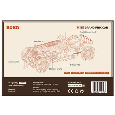 Robotime – Grand-Prix-Rennwagen | 3D Holzpuzzle