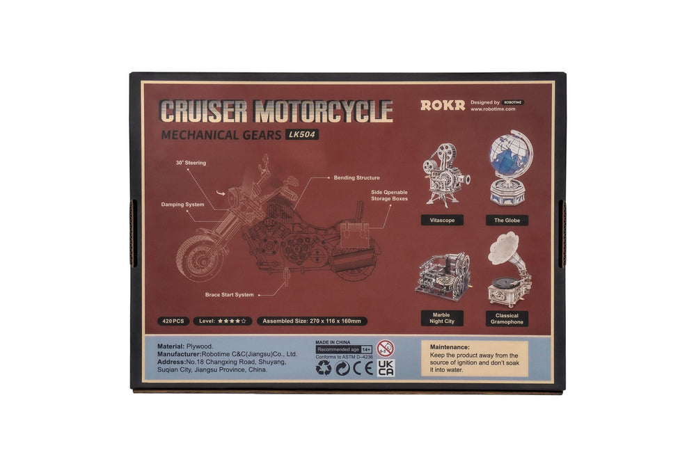 Robotime – Cruiser-Motorrad | 3D Holzpuzzle