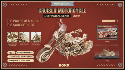 Robotime – Cruiser-Motorrad | 3D Holzpuzzle