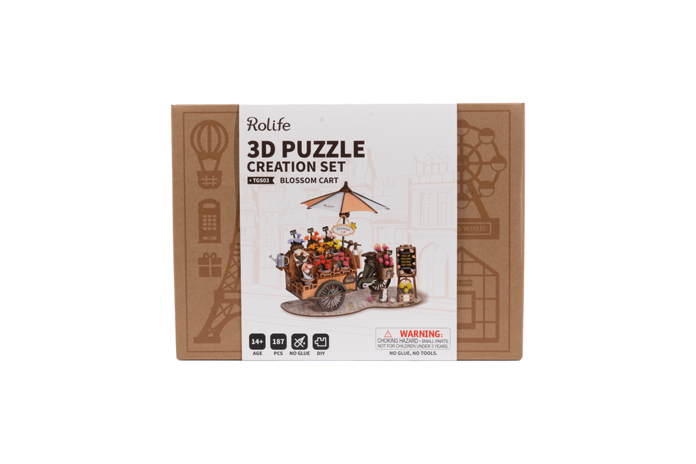 Robotime – Blütenwagen | 3D Holzpuzzle