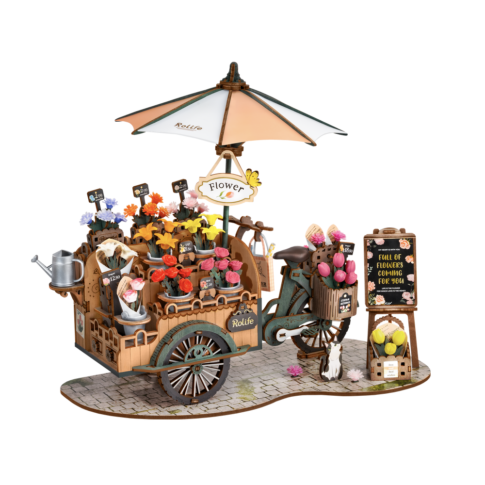 Robotime – Blütenwagen | 3D Holzpuzzle