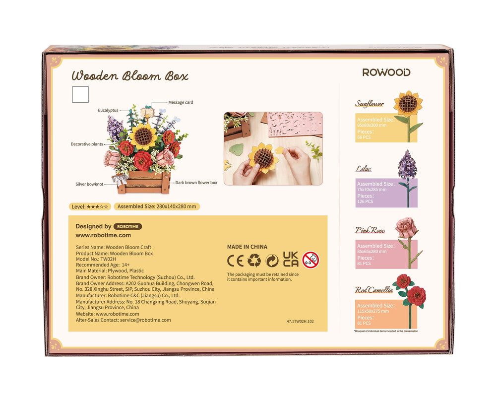 Robotime – Blumenbox Aus Holz | 3D Holzpuzzle