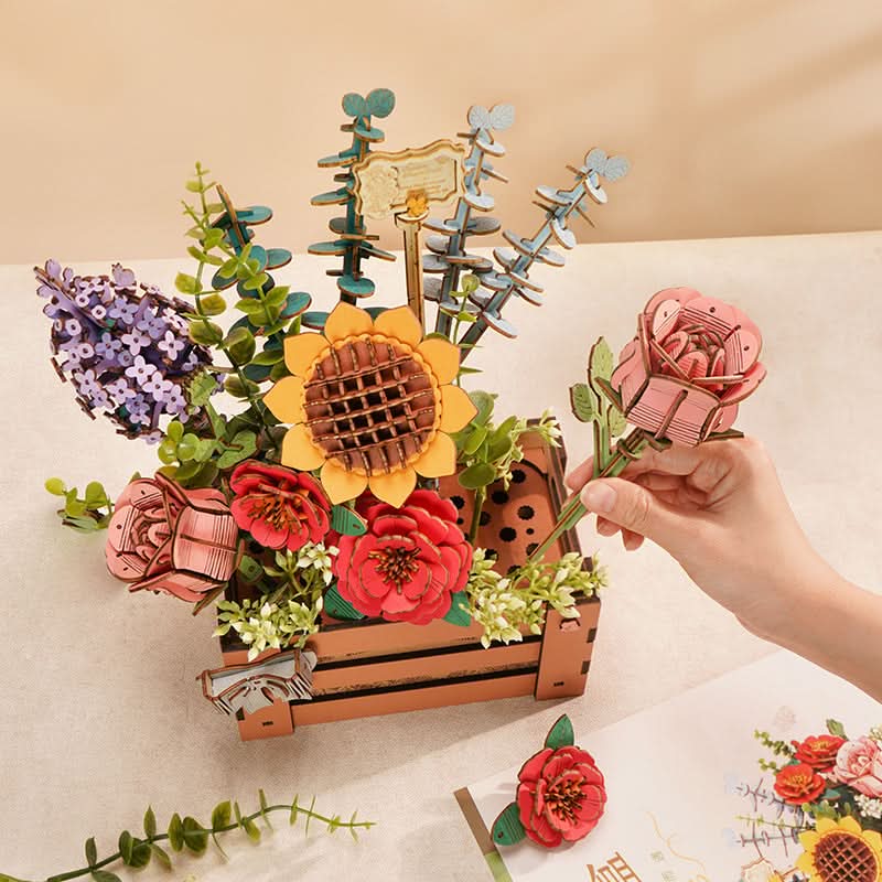 Robotime – Blumenbox Aus Holz | 3D Holzpuzzle