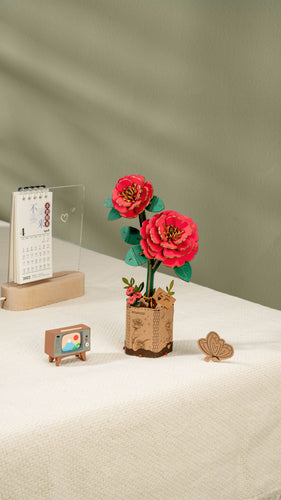 Robotime – Rote Kamelie | 3D Holzpuzzle