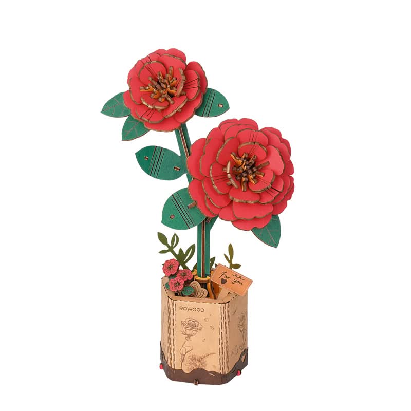 Robotime – Rote Kamelie | 3D Holzpuzzle