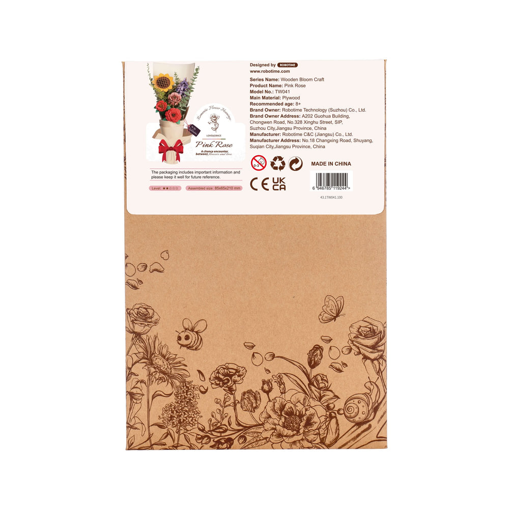 Robotime – Pinke Rose | 3D Holzpuzzle