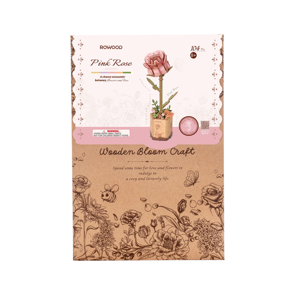 Robotime – Pinke Rose | 3D Holzpuzzle
