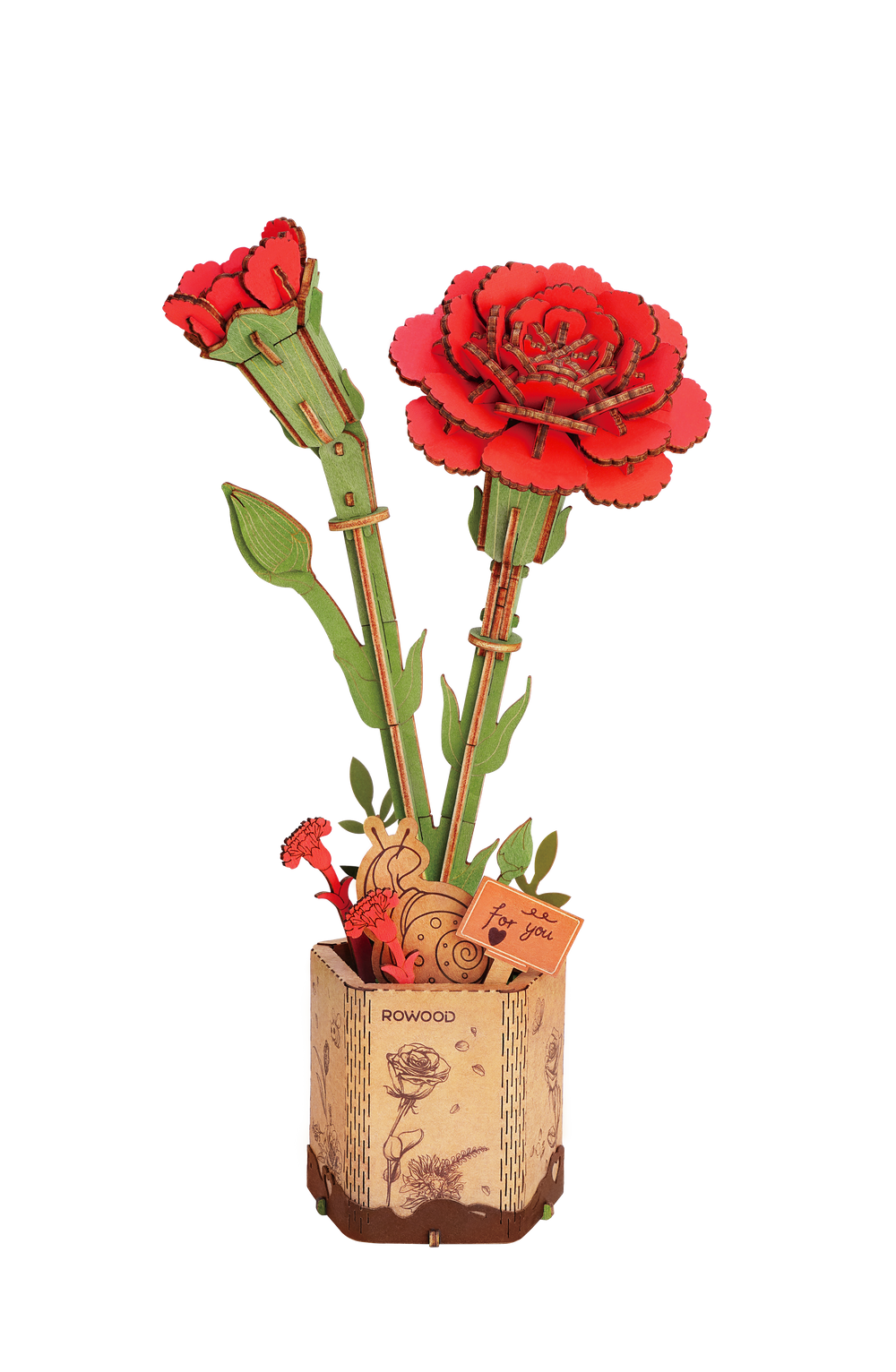 Robotime – Rote Nelke | 3D Holzpuzzle