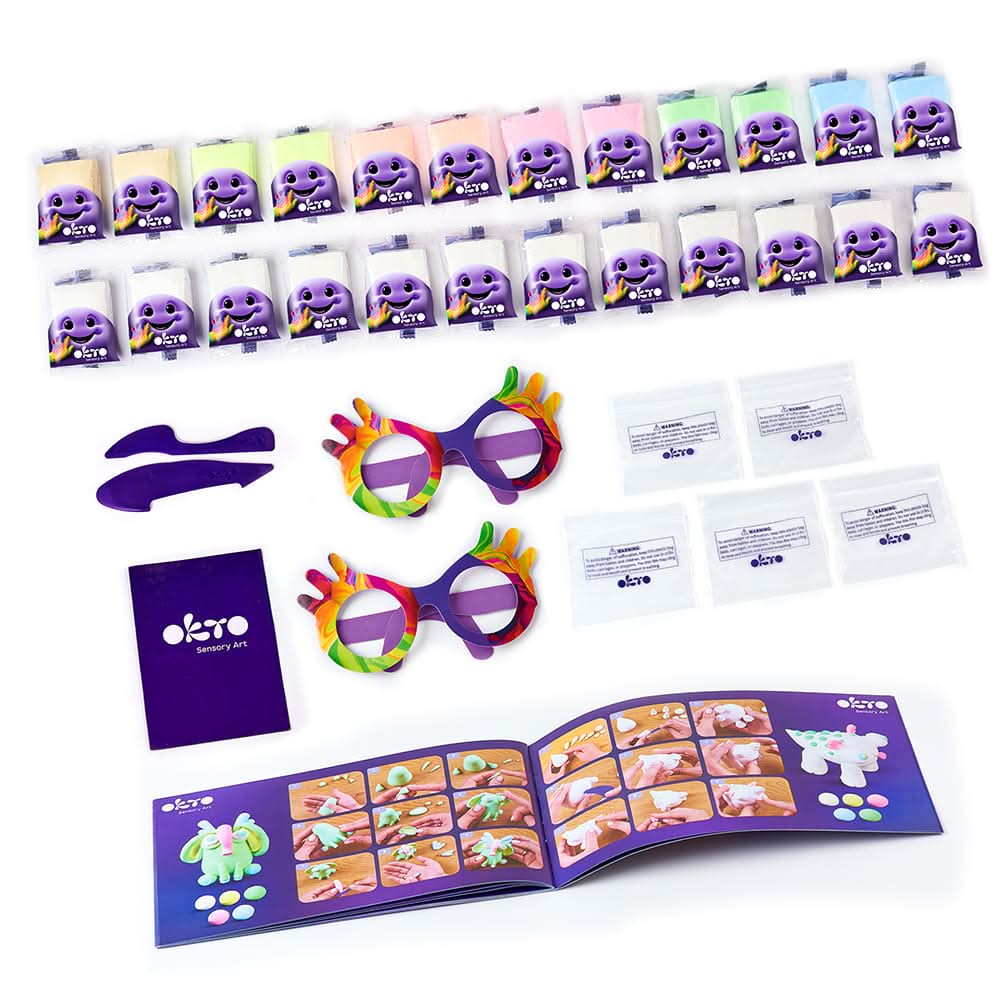 OKTO – 24 Weiß - Und Pastellfarben Set Mit Lufttrockner - Ton | 3D Holzpuzzle - Lama Welt
