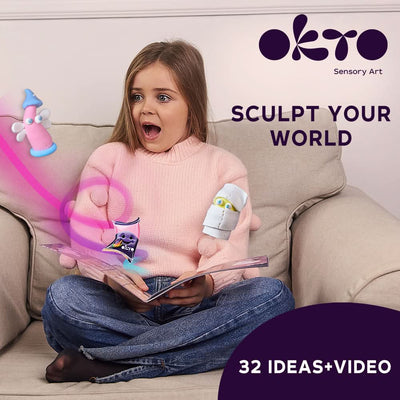 OKTO – 24 Weiß - Und Pastellfarben Set Mit Lufttrockner - Ton | 3D Holzpuzzle - Lama Welt