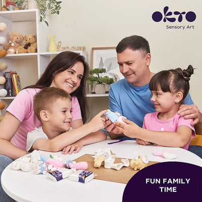 OKTO – 24 Weiß - Und Pastellfarben Set Mit Lufttrockner - Ton | 3D Holzpuzzle - Lama Welt