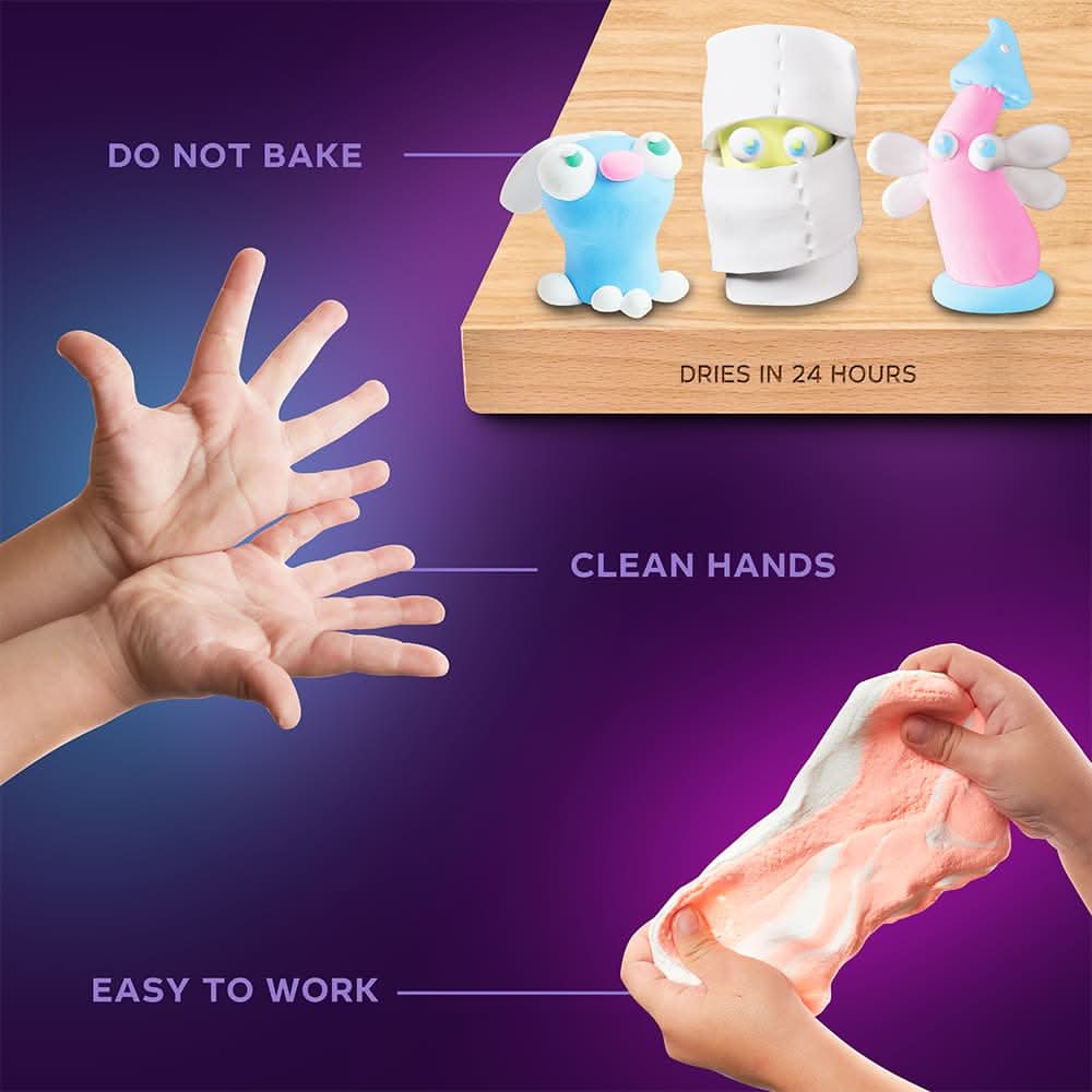 OKTO – 24 Weiß - Und Pastellfarben Set Mit Lufttrockner - Ton | 3D Holzpuzzle - Lama Welt