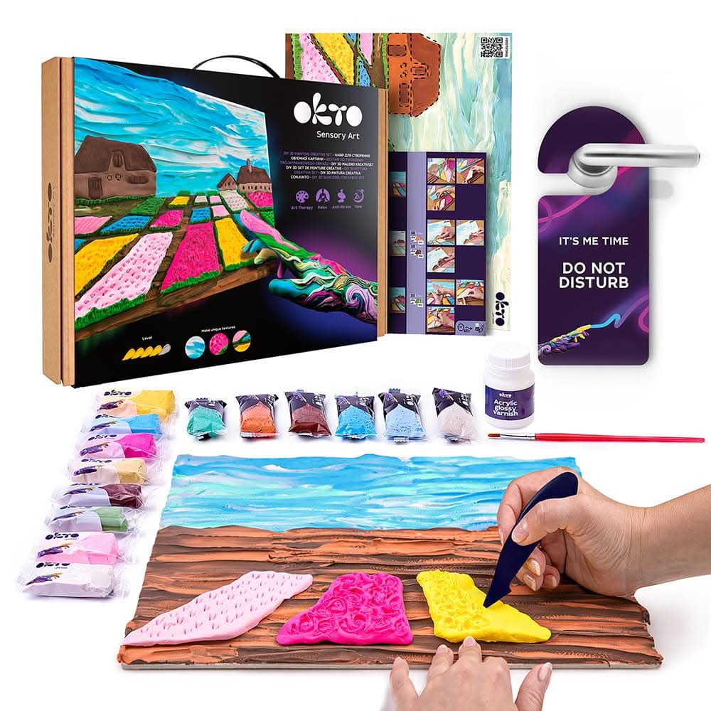 OKTO – Diy 3D Malerei Kreatives Set ”Blumenbeete In Holland” 30*40 Сm | 3D Holzpuzzle - Lama Welt