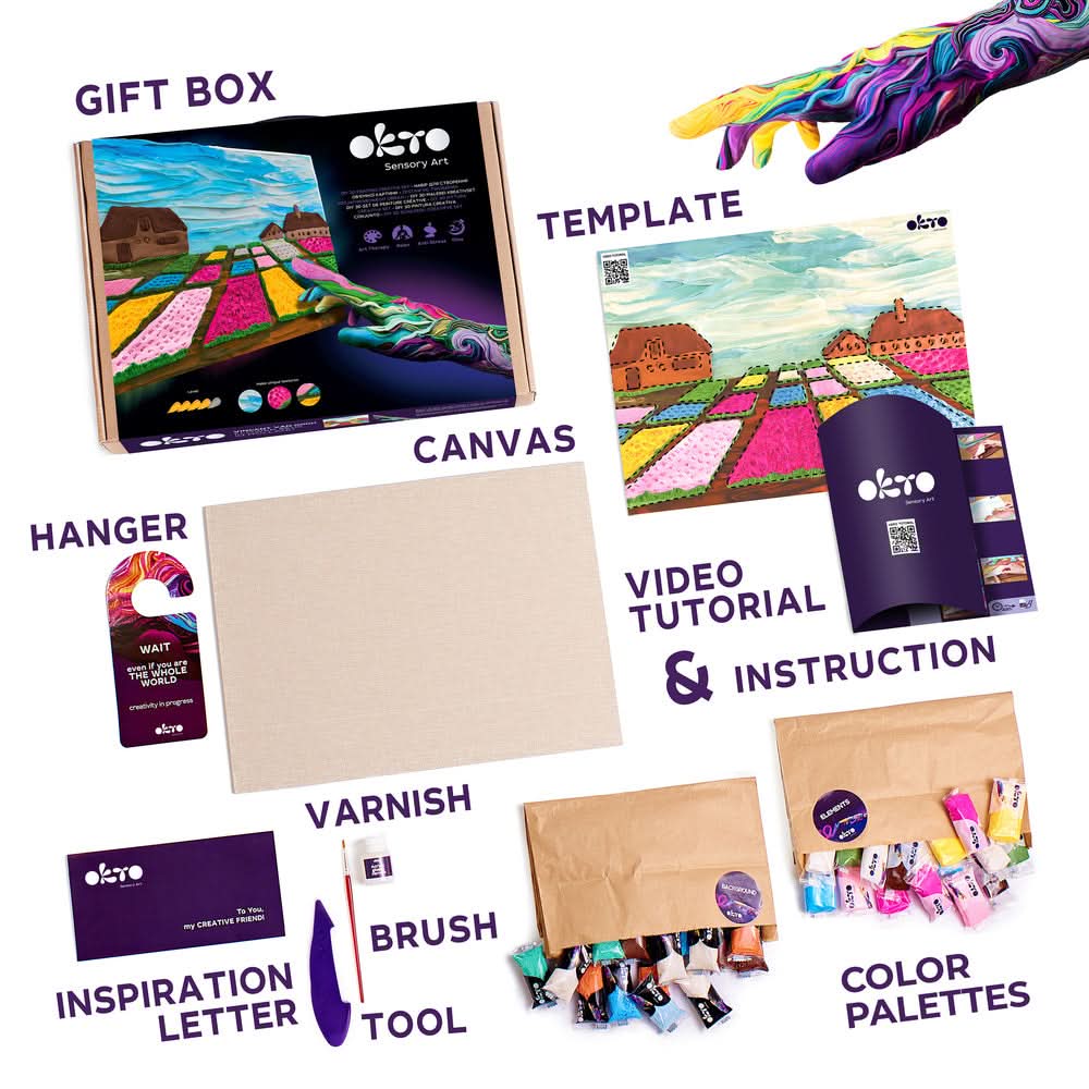 OKTO – Diy 3D Malerei Kreatives Set ”Blumenbeete In Holland” 30*40 Сm | 3D Holzpuzzle - Lama Welt